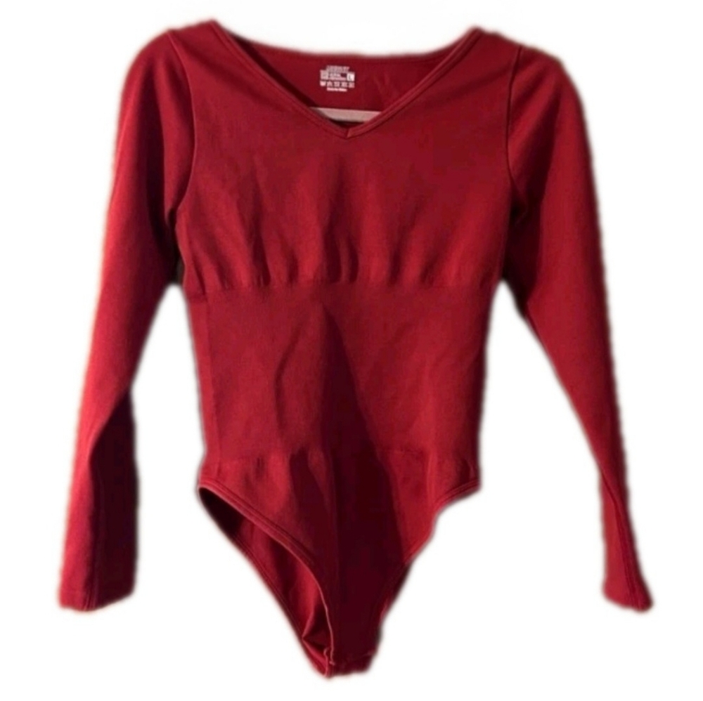 MRIGNT LS Bodysuits, V Neck Tops with Ribbed Seamless Design Sz M